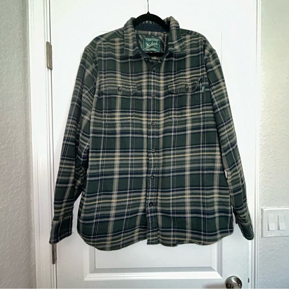 Woolrich Plaid Print Button Front Flannel Shirt Jacket Shacket - Picture 1 of 8